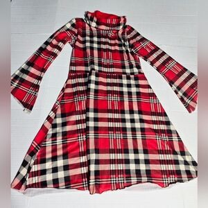⭐️3/$15 Christmas Plaid Holiday Dress Girls 7Y-8Y Bell Sleeve
